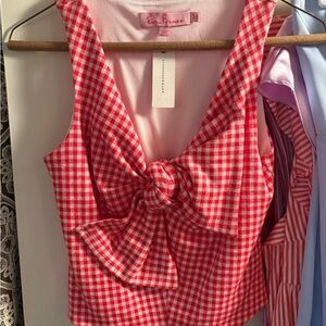 NWT Anthropologie Red Gingham Women's Top